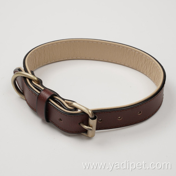 adjustable leather pet dog collar with metal buckle